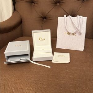 Dior Earrings Jewelry Gray and Gold Gift Set